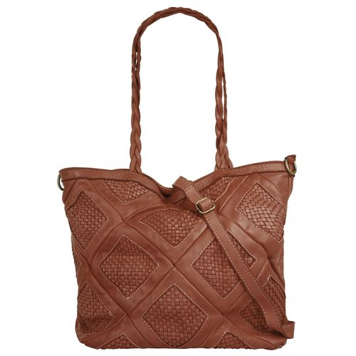 Shopper SAMANTHA LOOK, Damen, Gr. B/H/T: 33cm x 30cm x 15cm onesize, braun (cognac), Leder, Taschen, echt Leder, Made in Italy