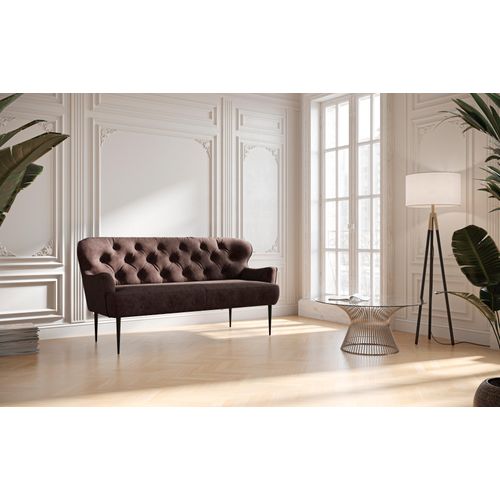 2,5-Sitzer PLACES OF STYLE, braun (chocco), B:173cm H:97cm T:87cm, 100% Polyester, Sofas, mit Knopfheftung,in verschieden Stoffarten