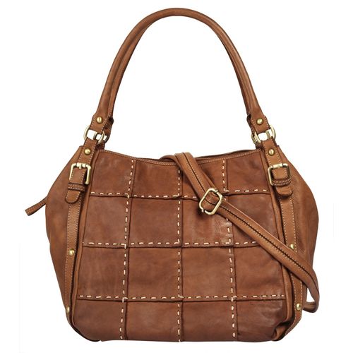 Shopper SAMANTHA LOOK Gr. B/H/T: 30cm x 30cm x 20cm onesize, braun (cognac) Damen Taschen echt Leder, Made in Italy