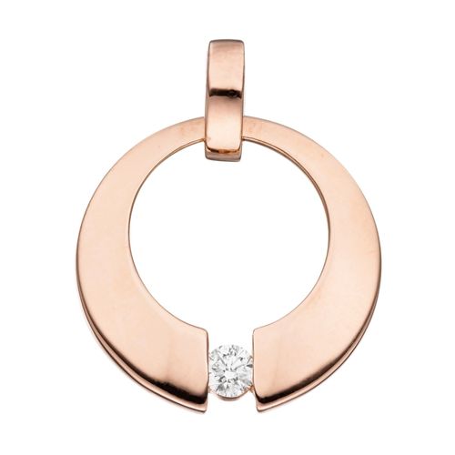 Runder Anhänger JOBO Schmuckanhänger Gr. SI = kleine Einschlüsse, Roségold 585-Diamanten, rosegold (roségold 585) Damen rund 585 Roségold mit 1 Diamant