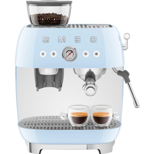 SMEG Espressomaschine "EGF03PBEU" Kaffeemaschinen mit integrierter Kaffeemühle blau (pastellblau)