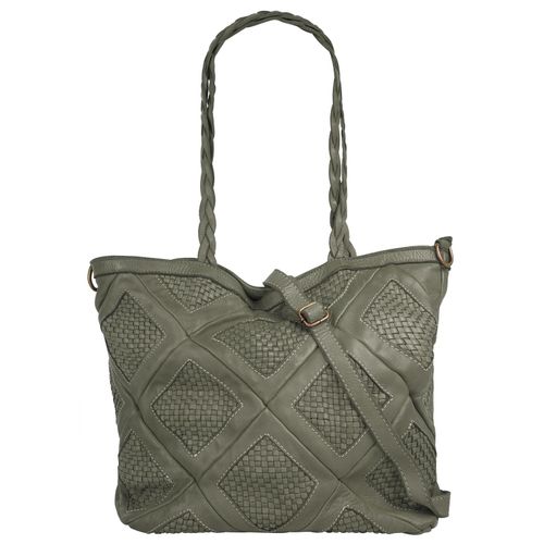 Shopper SAMANTHA LOOK, Damen, Gr. B/H/T: 33cm x 30cm x 15cm onesize, grün, Leder, Taschen, echt Leder, Made in Italy