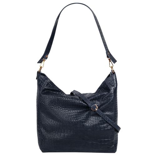Shopper SAMANTHA LOOK, Damen, Gr. B/H/T: 39cm x 31cm x 13cm onesize, blau, Leder, Reptilienprägung, Taschen, echt Leder, Made in Italy