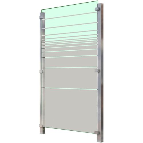Zaun STAKET PRO, silber (silberfarben), Pfosten: 2 St., Edelstahl, Glas, Zaunelemente, Glaszaun, Gesamtlänge: 1,115 m, 2 Pfosten