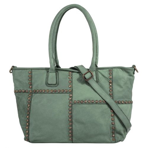 Shopper SAMANTHA LOOK Gr. B/H/T: 48cm x 28cm x 15cm onesize, grün (mint) Damen Taschen echt Leder, Made in Italy