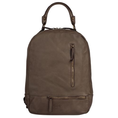 Cityrucksack SAMANTHA LOOK Gr. B/H/T: 27cm x 36cm x 13cm, grau (taupe) Rucksäcke echt Leder, Made in Italy