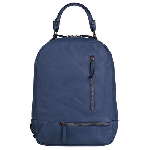 Cityrucksack SAMANTHA LOOK Gr. B/H/T: 27cm x 36cm x 13cm, blau Rucksäcke echt Leder, Made in Italy