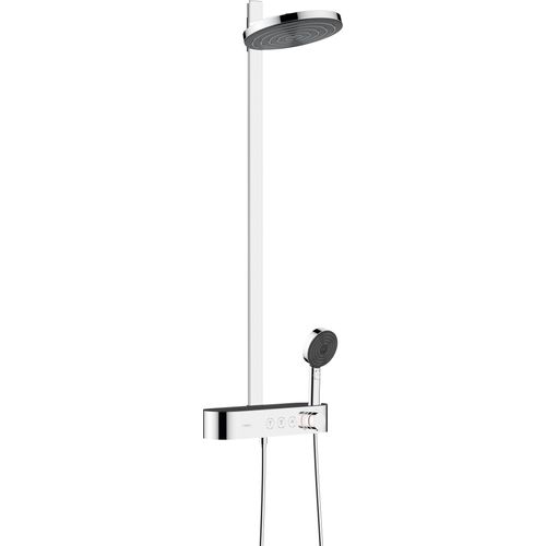 Duschsystem HANSGROHE, silber (chrom), Kunststoff, Brausegarnituren, 26cm, mit ShowerTablet Select 400