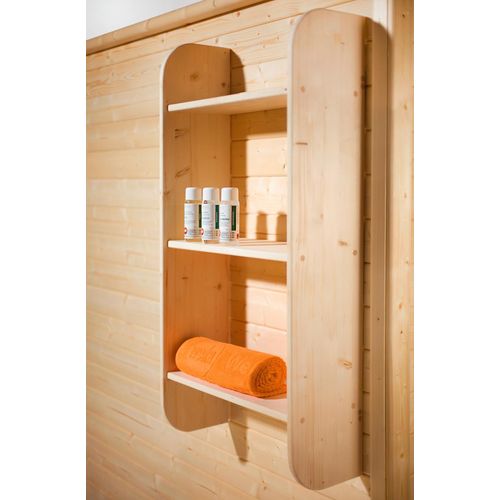 Wandregal WEKA, beige (natur), B:60cm H:120cm T:25cm, Massivholz, Regale, für Saunen, BxTxH: 60x25x120 cm