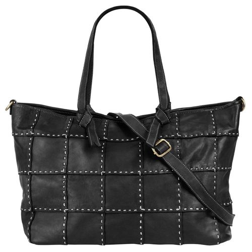 Shopper SAMANTHA LOOK Gr. B/H/T: 48cm x 30cm x 13cm onesize, schwarz Damen Taschen echt Leder, Made in Italy