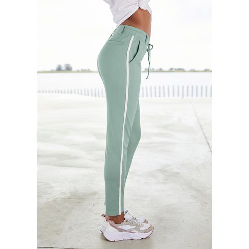 Jogger Pants LASCANA Gr. 36, N-Gr, grün (mint) Damen Hosen mit sportlichen Seitenstreifen, Loungewear