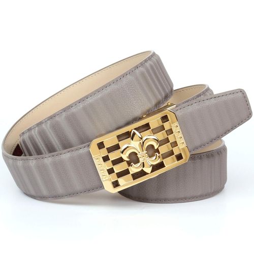 Ledergürtel ANTHONI CROWN, Damen, Gr. 80, grau, Leder, unifarben, elegant,feminin,festlich,klassisch, Gürtel, mit goldfarbener stilisierter Lilien-Schnalle