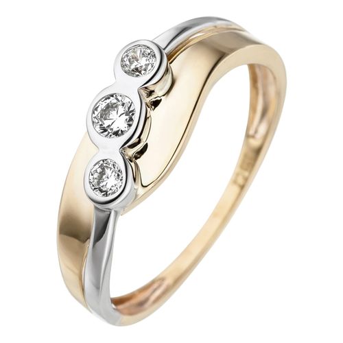 Goldring JOBO Gr. 58, gold (gelbgold 333), Fingerringe, Damen, 58, Gelbgold 333-Weißgold 333, Gelbgold 333, Weißgold 333, 333 Gold bicolor mit Zirkonia