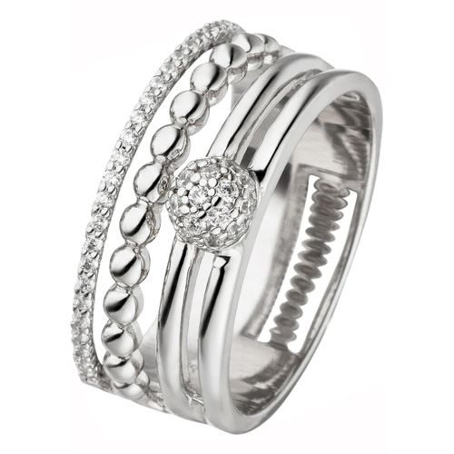 Fingerring JOBO Gr. 50, silber (silber 925, weiß), Fingerringe, Damen, 50, Silber 925 (Sterlingsilber), 925 Silber mit 41 Zirkonia