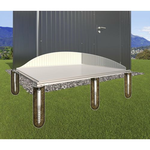 Gerätehaus-Fundamentrahmen BIOHORT, silber (silberfarben), B:278cm H:65cm T:222cm, Alumimium, Gartenhaus-Fundamente, Gerätehaus-Fundament »SmartBase PLUS«