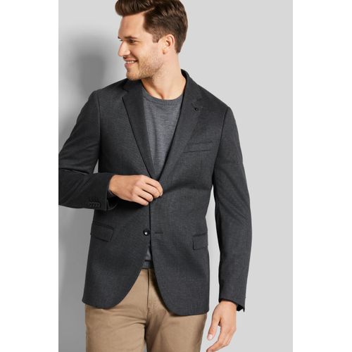 Sakko BUGATTI, Herren, Gr. 58, grau (dunkelgrau), 95% Polyester, 5% Elasthan, unifarben, casual, slim fit, Langarm Manschette, Sakkos, mit feiner Struktur