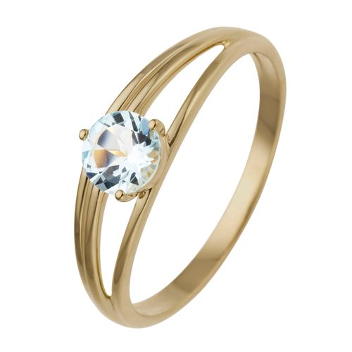 Fingerring JOBO Gr. 52, blau (hellblau), Fingerringe, Damen, 52, Gelbgold 585, 585 Gold mit Blautopas