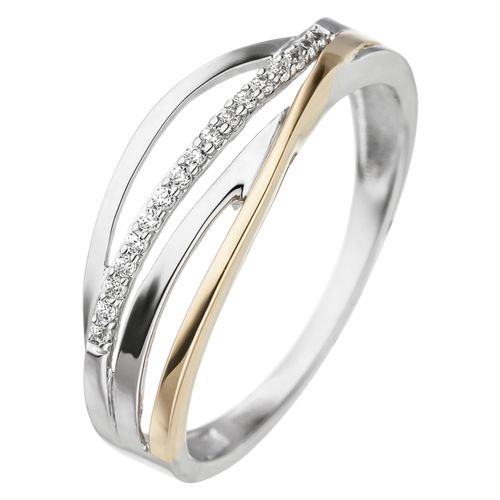 Goldring JOBO Gr. 56, gold (gelbgold 333), Fingerringe, Damen, 56, Gelbgold 333-Weißgold 333, Gelbgold 333, Weißgold 333, 333 Gold bicolor mit Zirkonia