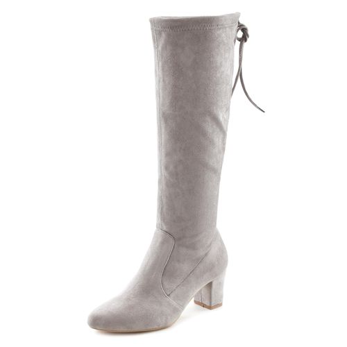 Schlupfstiefel LASCANA, Damen, Gr. 40, grau, Obermaterial: 100% Textilmaterial. Futter: 100% Textilmaterial. Decksohle: 100% Lederimitat. Laufsohle: 100% Synthetik, unifarben, modisch, Schuhe, Schlupfboots, Slouchy Boots, Slip-On, Stretch & Blockabsatz