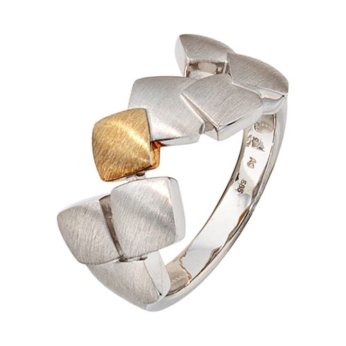 Fingerring JOBO Fingerringe Gr. 50, Silber 925 (Sterlingsilber)-Gelbgold 585, silberfarben (silber 925) Damen 925 Silber mit 585 Gold