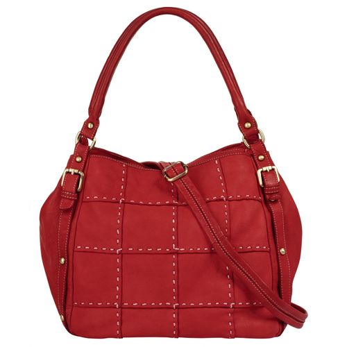 Shopper SAMANTHA LOOK, Damen, Gr. B/H/T: 30cm x 30cm x 20cm onesize, rot, Leder, unifarben, leicht glänzend, Taschen, echt Leder, Made in Italy