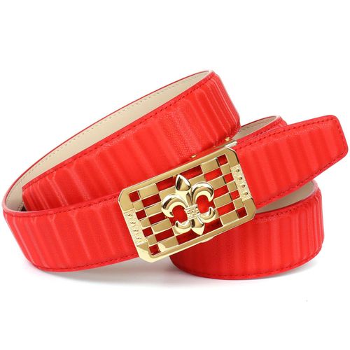 Ledergürtel ANTHONI CROWN, Damen, Gr. 100, rot, Leder, unifarben, elegant,feminin,festlich,klassisch, Gürtel, mit goldfarbener stilisierter Lilien-Schnalle