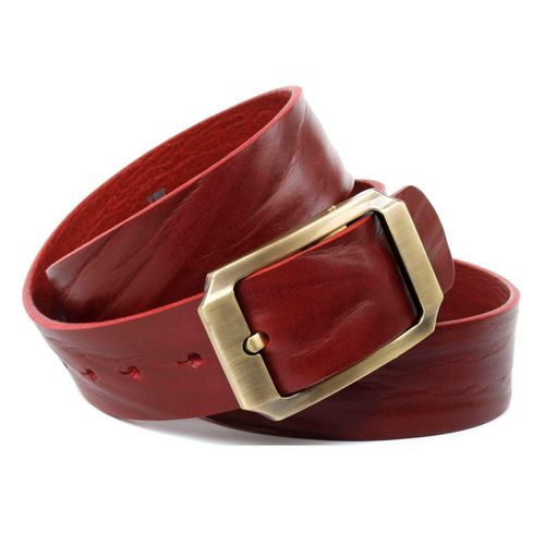 Ledergürtel ANTHONI CROWN, Damen, Gr. 100, rot (dunkelrot), Leder, unifarben, Gürtel, Eindrucksvoller Gürtel mit Schließe in altmessing