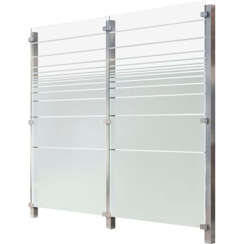 Zaun STAKET PRO, silber (silberfarben), Pfosten: 3 St., Edelstahl, Glas, Zaunelemente, Glaszaun, Gesamtlänge: 2,17 m, 3 Pfosten