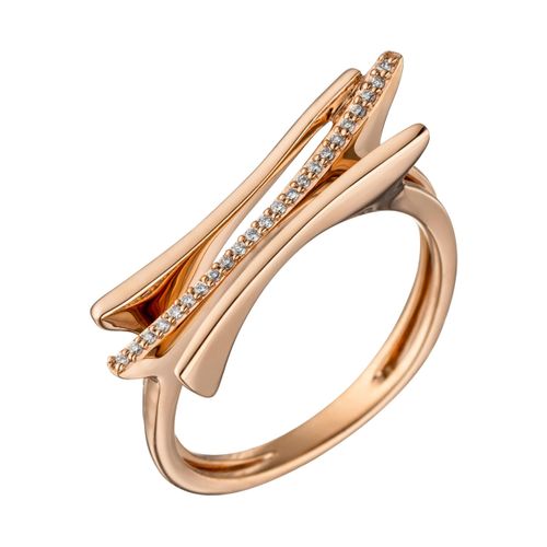 Diamantring JOBO Fingerringe Gr. 50, SI = kleine Einschlüsse, Roségold 585-Diamanten, rosegold (roségold 585) Damen 585 Roségold mit 23 Diamanten