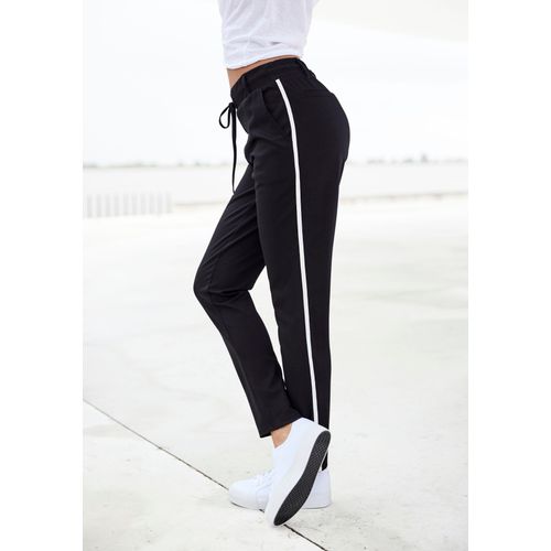 Jogger Pants LASCANA Gr. 40, N-Gr, schwarz Damen Hosen mit sportlichen Seitenstreifen, Loungewear