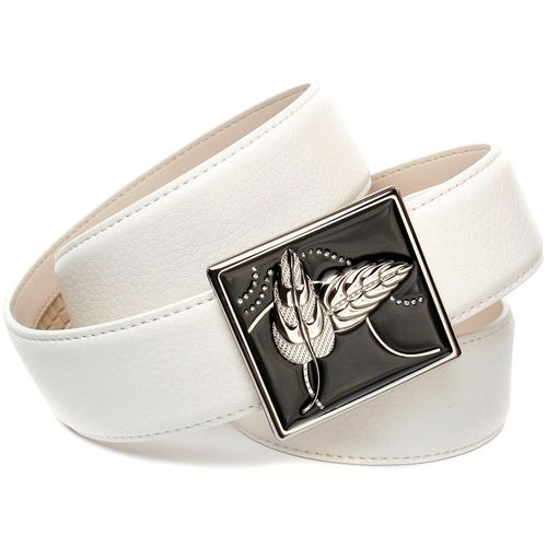 Ledergürtel ANTHONI CROWN, Damen, Gr. 90, weiß, Leder, unifarben, Gürtel, mit handgefertigter Glasur-Schließe, helle Rückseite