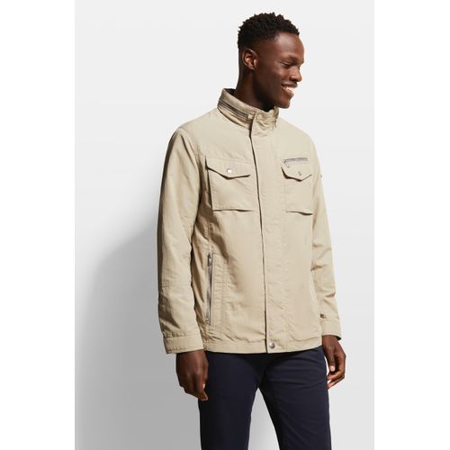 Langjacke BUGATTI, Herren, Gr. 50, beige, 100% Polyamid, casual, regular fit, Langarm Manschette, Jacken, mit einrollbarer Kapuze