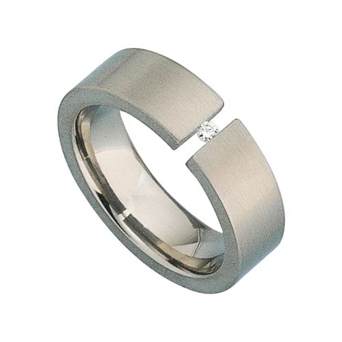 Diamantring JOBO Gr. 60, grau (titanfarben), Fingerringe, Damen, 60, SI = kleine Einschlüsse, Diamanten-Titan, Diamanten, Titan, Titan mit Diamant 0,03 ct.