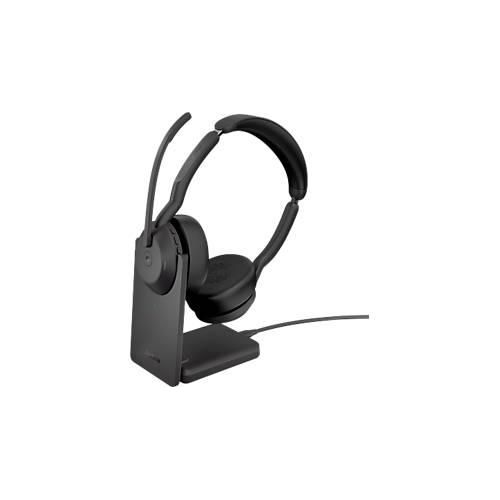 Headset Jabra Evolve2 55 link380c Stereo, mit Ladestation, Reichweite bis 30 m, bis 10 h, MS-Teams optimiert, schwarz