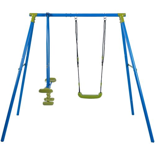 Schaukelkombination SANDORA Schaukeln blau (blau, grün) Kinder Schaukel + Wippe, Aufbaumaße H x L B 180 136 208 cm