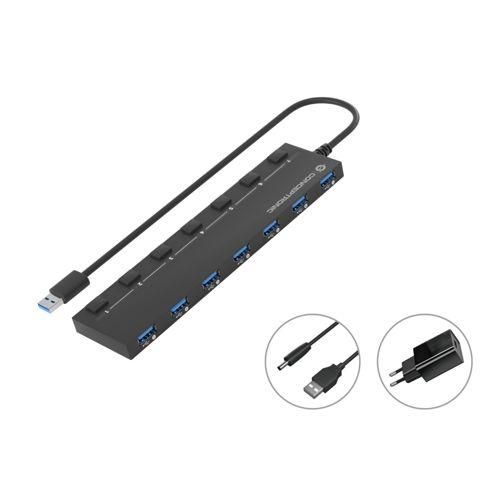 Conceptronic HUBBIES19BP 7-Port-USB 3.0-Hub mit Netzteil