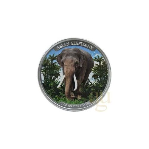 1 Unze Silbermünze Kambodscha Asien Big Five Elefant 2023 - coloriert