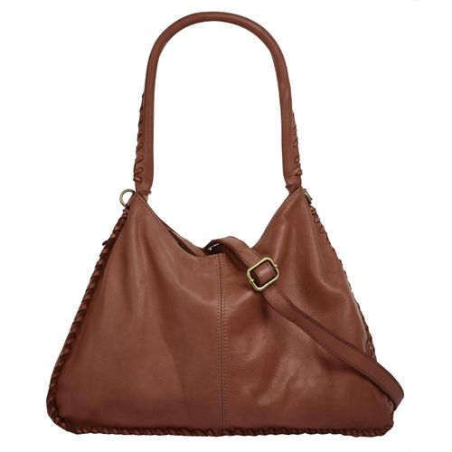 Shopper SAMANTHA LOOK Gr. B/H/T: 34cm x 24cm x 9cm onesize, braun (cognac) Damen Taschen echt Leder, Made in Italy