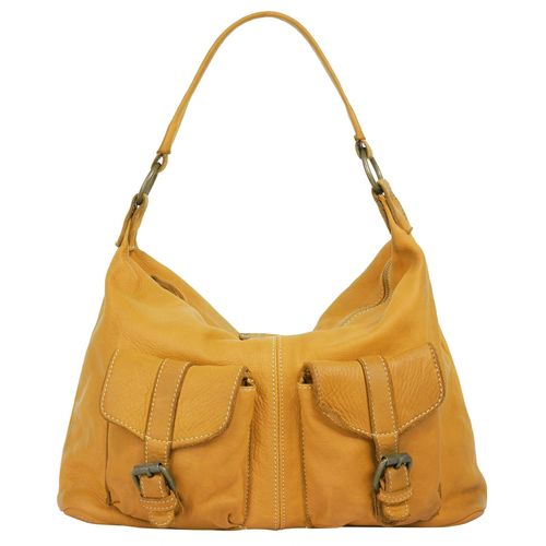 Shopper CLUTY Gr. B/H/T: 36cm x 25cm x 11cm onesize, gelb Damen Taschen echt Leder, Made in Italy