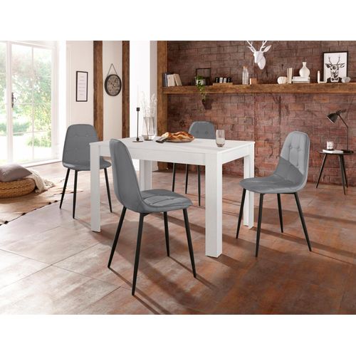 Essgruppe INOSIGN, grau (weiß, grau), B:120cm, Sitzmöbel-Sets, mit Esstisch 120 cm breit
