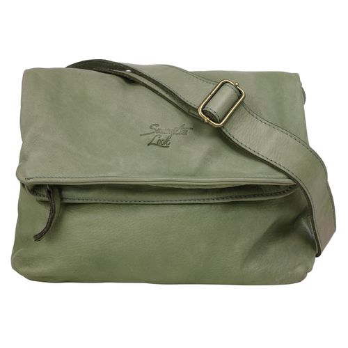 Umhängetasche SAMANTHA LOOK, Damen, Gr. B/H/T: 30cm x 22cm x 9cm onesize, grün (mint), Leder, vintage, Taschen, echt Leder, Made in Italy
