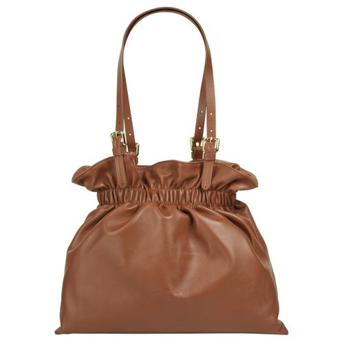 Shopper SAMANTHA LOOK Gr. B/H/T: 25cm x 25cm x 10cm onesize, braun (cognac) Damen Taschen echt Leder, Made in Italy