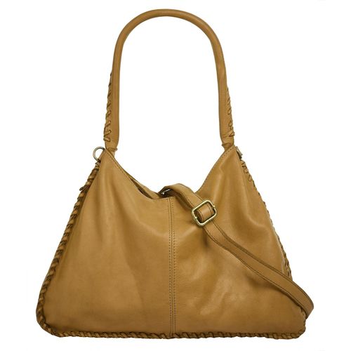 Shopper SAMANTHA LOOK Gr. B/H/T: 34cm x 24cm x 9cm onesize, gelb Damen Taschen echt Leder, Made in Italy