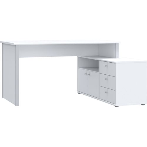 Eckschreibtisch FORTE "Tempra", weiß (weiß, weiß, weiß), B:151,4cm H:74,9cm T:120,6cm, Tische, Eckschreibtisch, viel Stauraum, Breite 151 cm