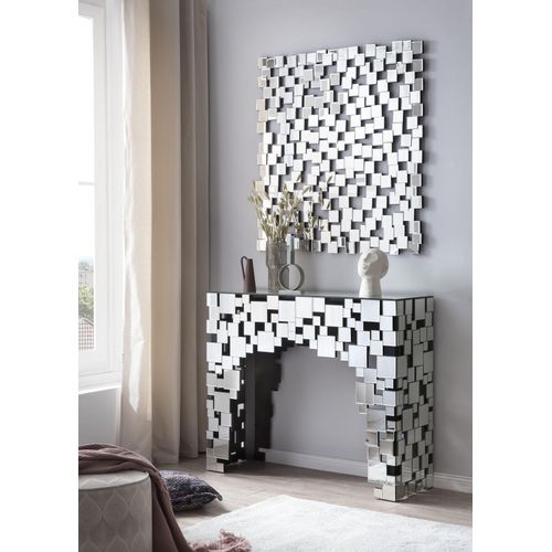 Wandspiegel SALESFEVER, silber (silber, verspiegelt), B:102cm H:100cm T:2,5cm, MDF, Glas, Spiegel, Mosaikdesign aus Spiegelglasquadraten