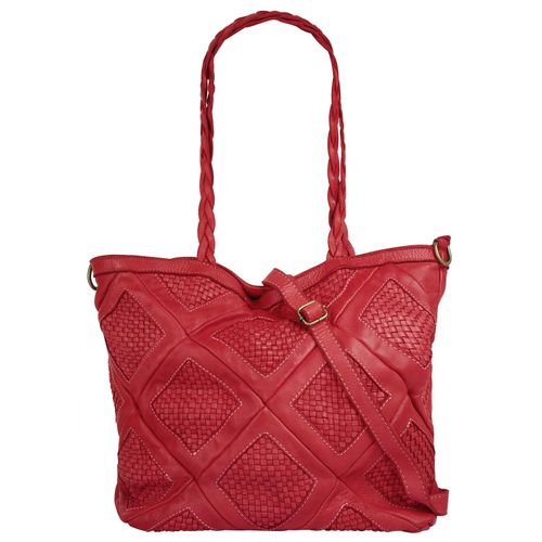 Shopper SAMANTHA LOOK Gr. B/H/T: 33cm x 30cm x 15cm onesize, rot Damen Taschen echt Leder, Made in Italy