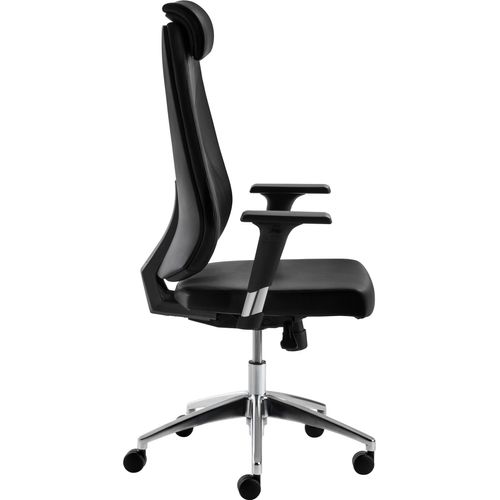 Bürostuhl MAYER SITZMÖBEL Stühle Gr. B/H/T: 66cm x 132cm x 67cm, Echtleder, schwarz (schwarz, alu poliert) "myBESTMIND"