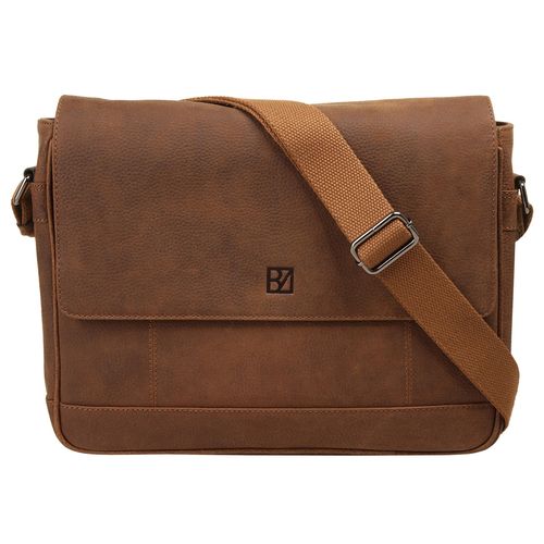 Umhängetasche BODENSCHATZ, Damen, Gr. B/H/T: 35cm x 26cm x 7cm onesize, braun (cognac), Leder, unifarben, Taschen, echt Leder