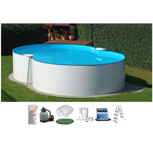 Achtformpool CLEAR POOL Schwimmbecken Gr. B/H/L: Breite 350cm x Höhe 120cm x Länge 540cm, 18000 l, weiß 540x350x120 cm inkl. Solarset