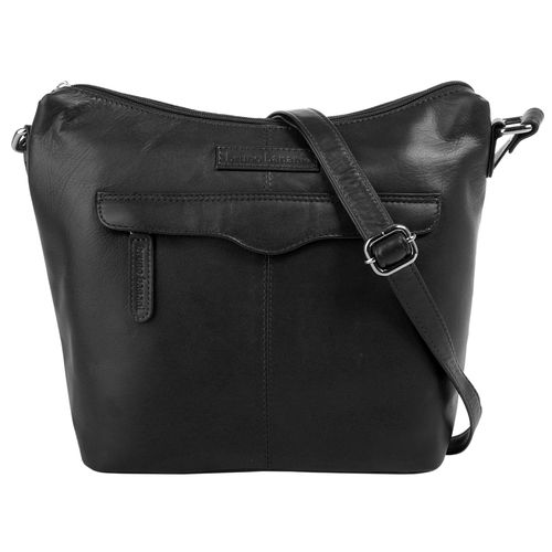 Umhängetasche BRUNO BANANI, Damen, Gr. B/H/T: 22cm x 22cm x 11cm onesize, schwarz, Leder, unifarben, Taschen, echt Leder